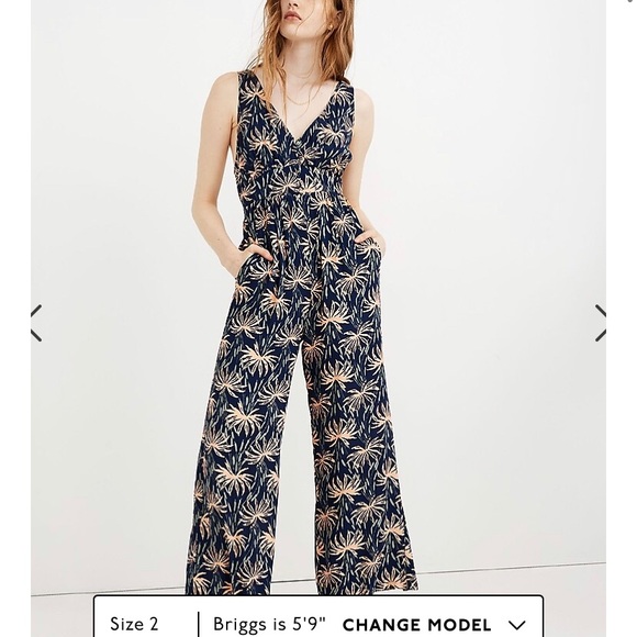 Madewell Pants - V-Back Wide-Leg Jumpsuit in Oasis Palms size 4